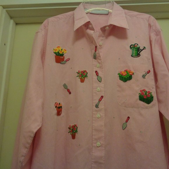 COUNTRYCORE FARMCORE COTTAGE GARDEN CANDYSTRIPES APPLIQUES SHIRT MILI DE… - Picture 3 of 4